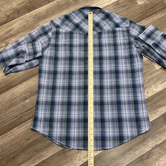 Wrangler Western Shirts Men’s Pearl Snap Long Sleeve Size Large Purple Plaid - Picture 6 of 6